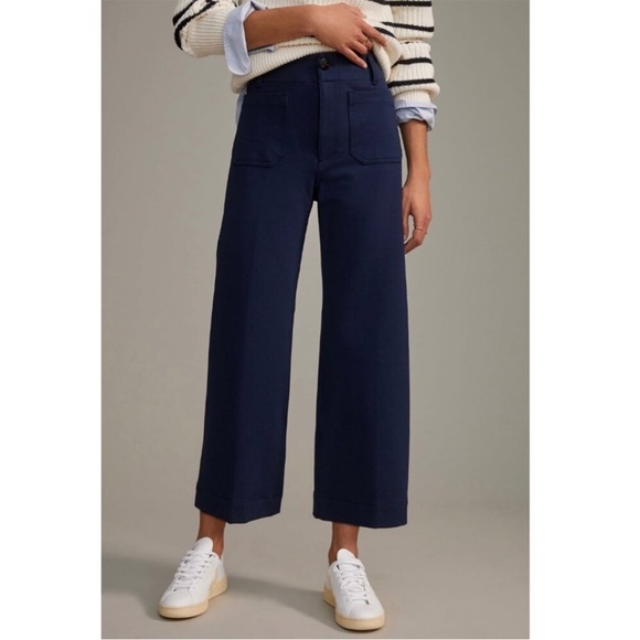 Anthropologie Pants - Anthropologie Maeve The Colette Ponte Crop Wide Leg Pants Navy NEW 32 TALL